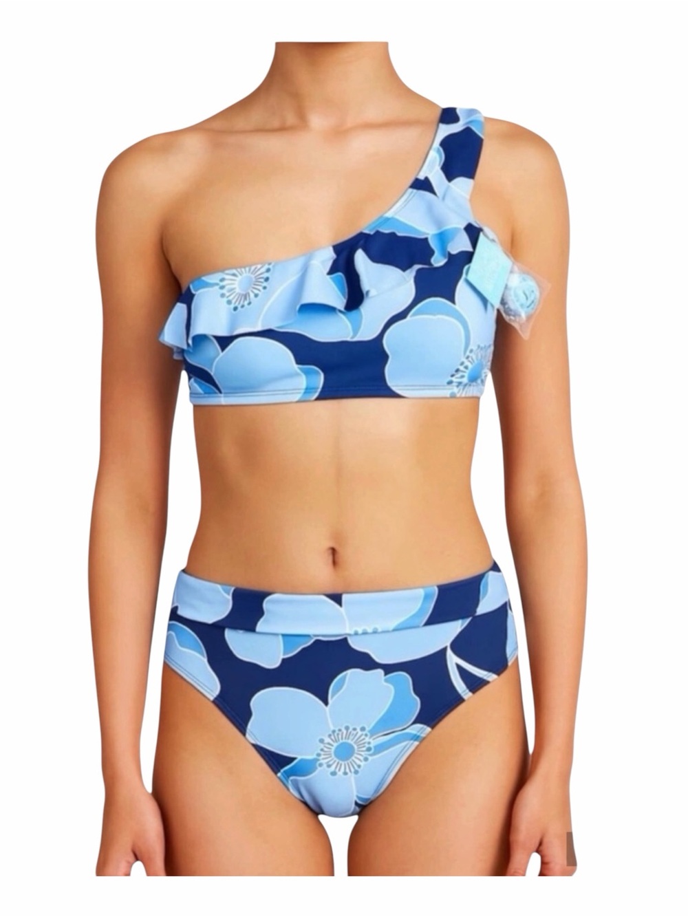 Draper James Floral One-Shoulder Ruffle Bikini NWT